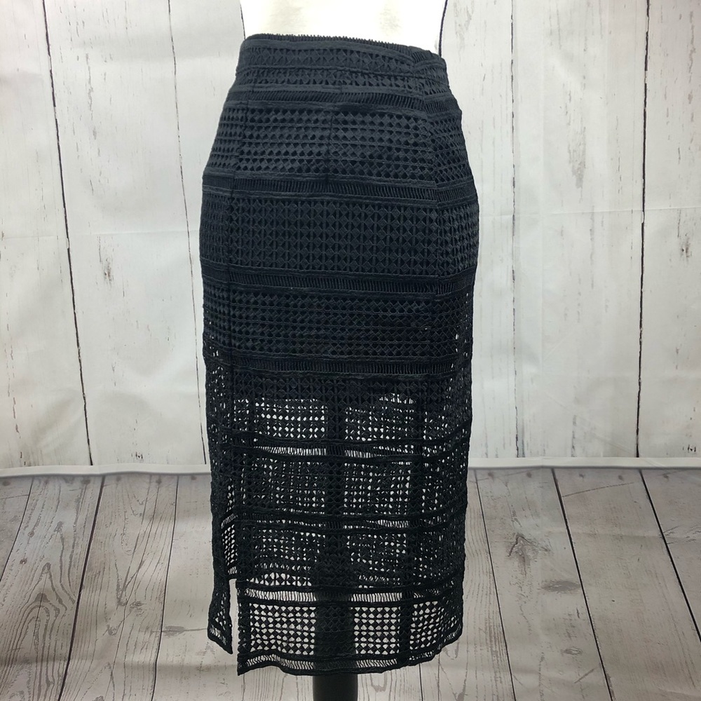 Abercrombie & Fitch Midi Skirt Crochet Lace Black